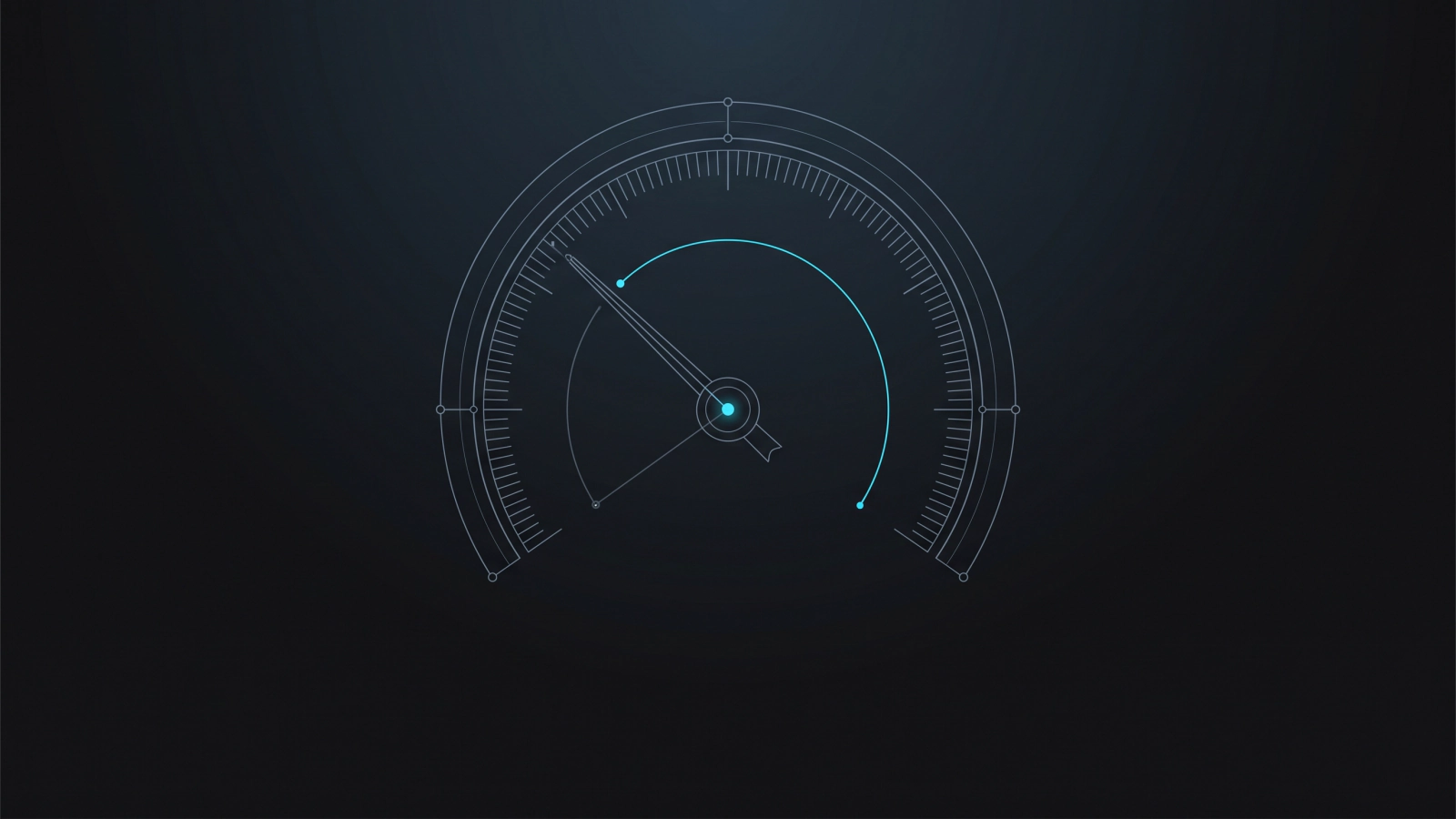 Blueprint-style illustration of a speedometer, representing fast website load speed