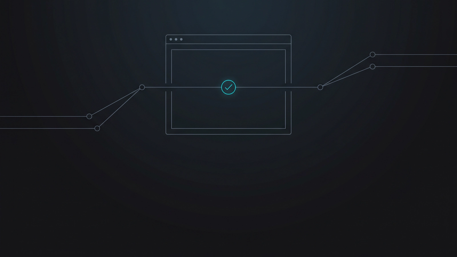 Blueprint-style illustration of a finished website being handed over, representing zero upfront web design