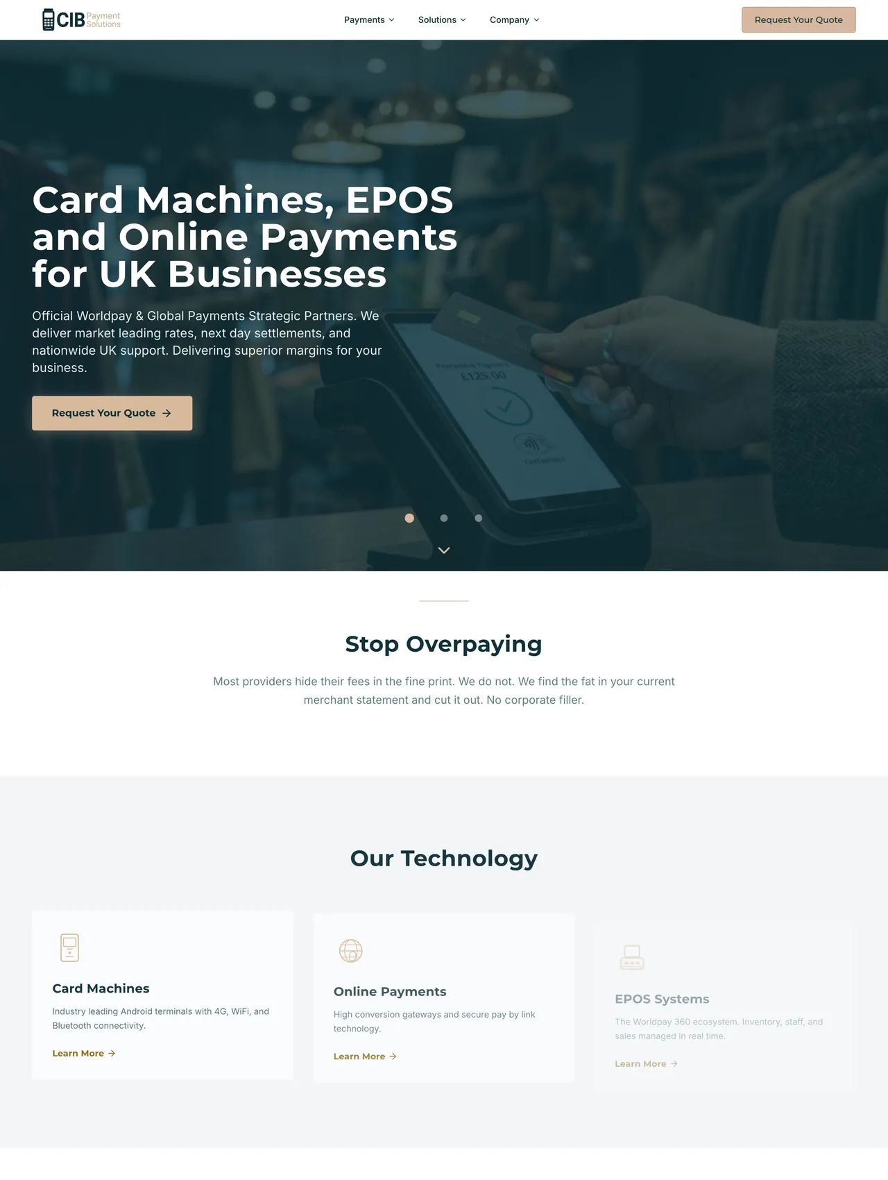 The CIB Payment Solutions website, built by Syed Websites