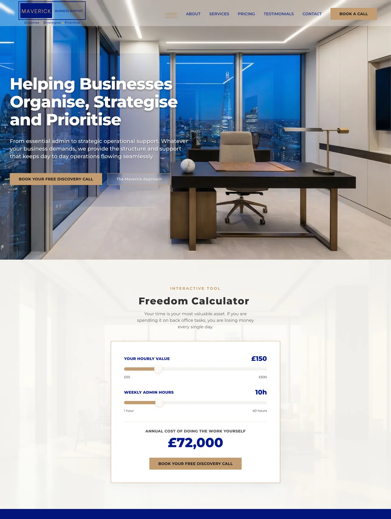 The Maverick Business Support website, built by Syed Websites