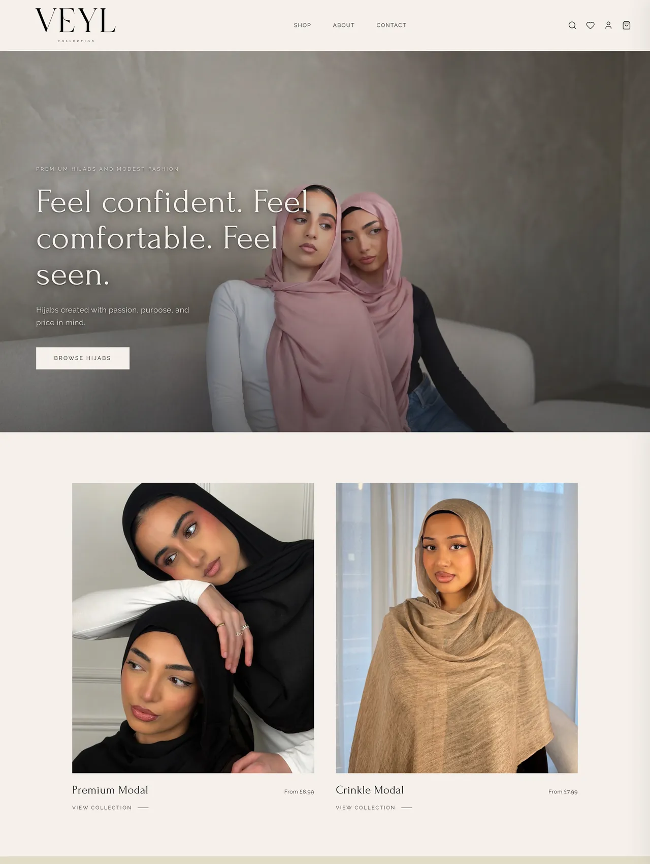 The Veyl Collection website, built by Syed Websites